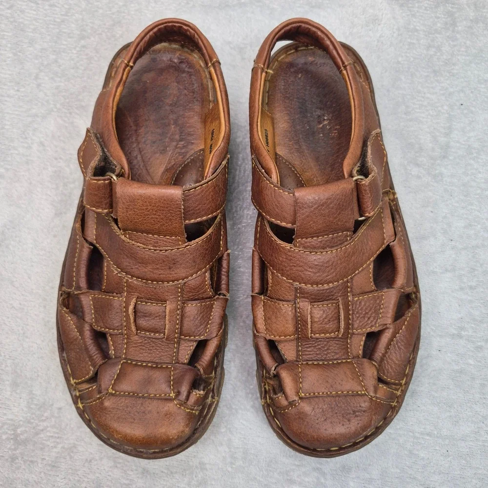Born Cabot III Mens Brown Leather Fisherman Sandals Closed Toe Jesus 10 Dadcore